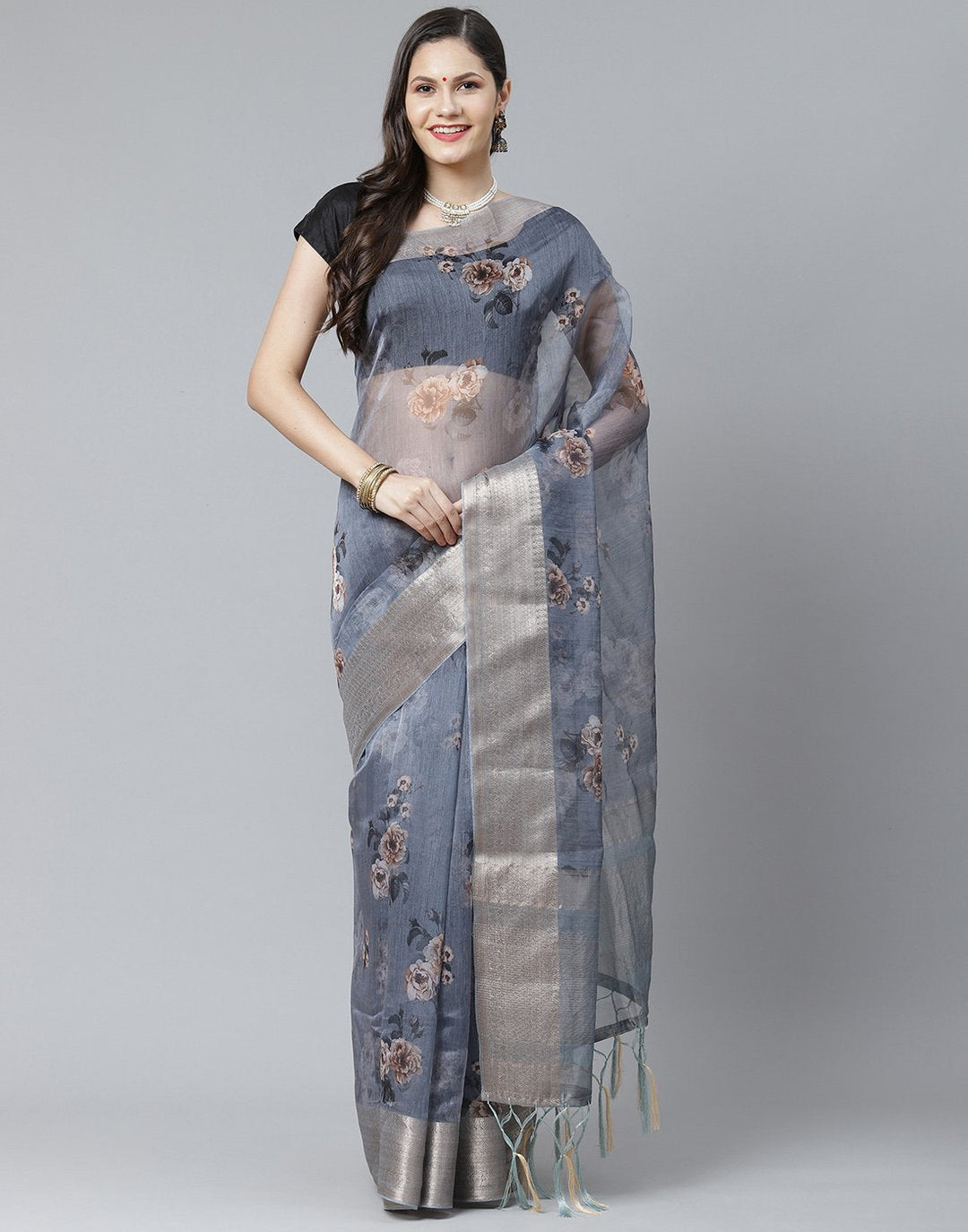 Digital Floral Printed Organza Saree