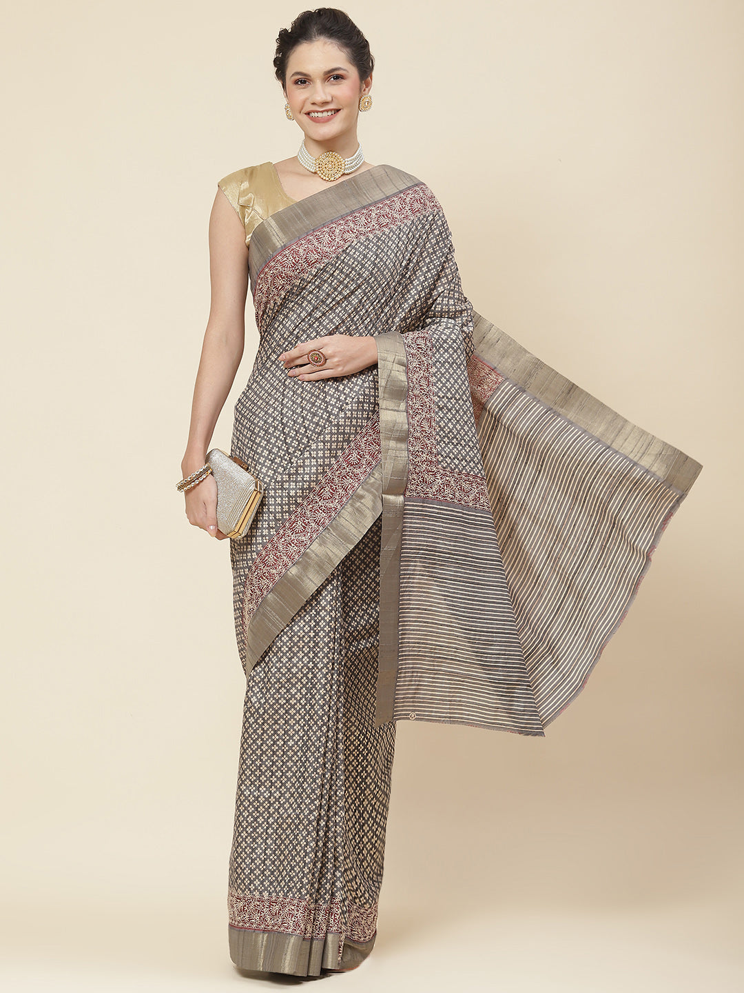 Printed Tussar Saree