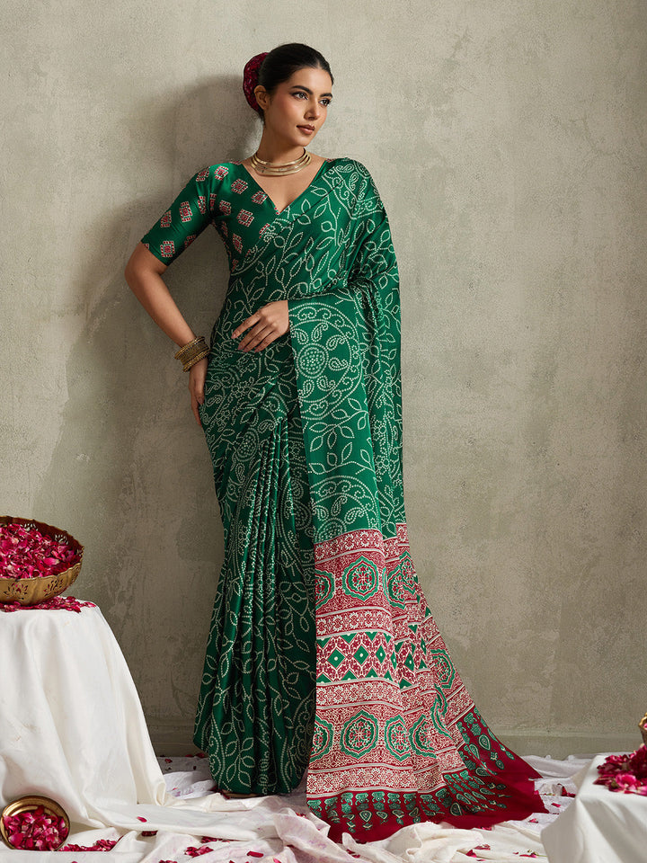 Printed Satin Saree