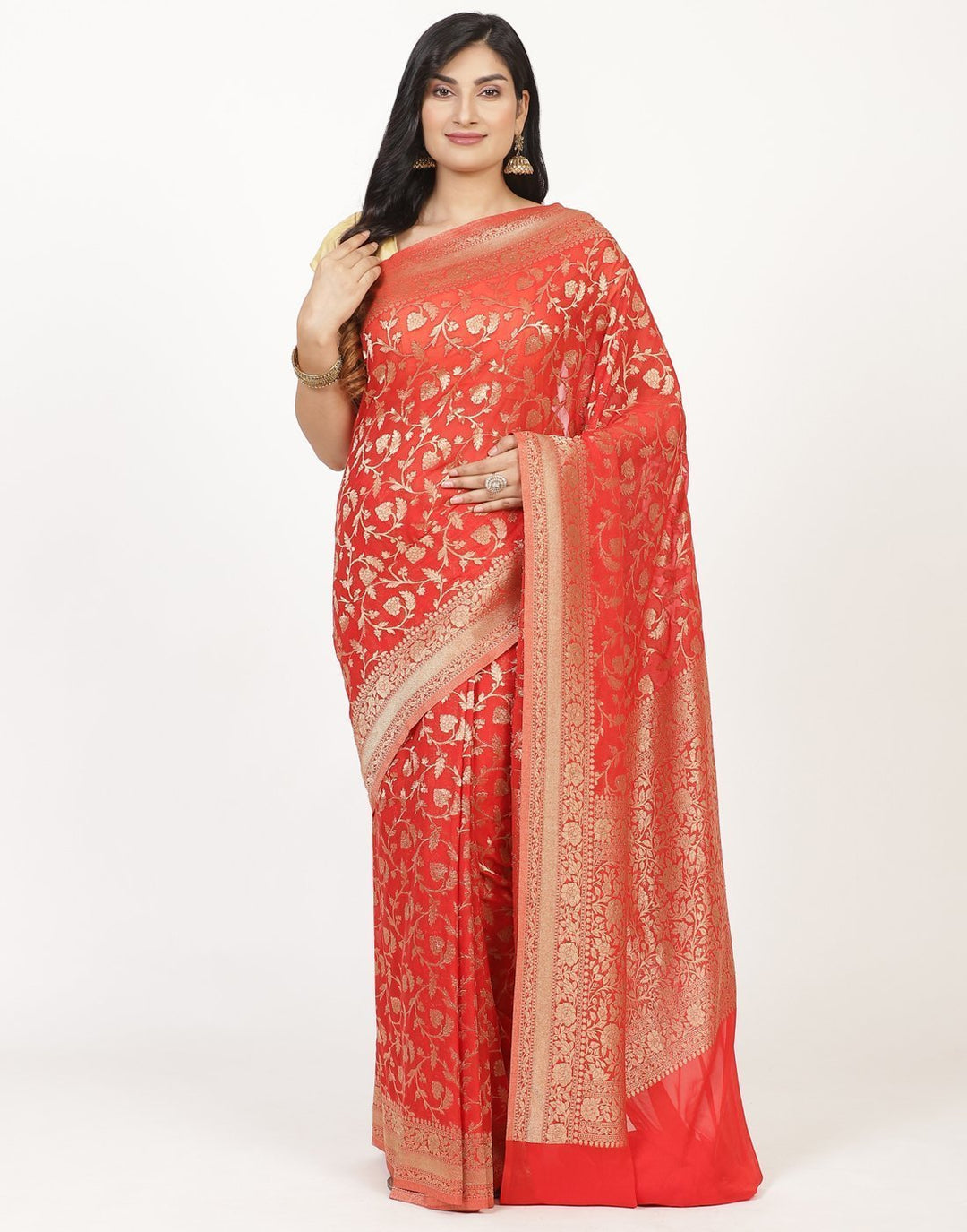 MBZ Meena Bazaar-Zari Jaal Art Georgette Saree