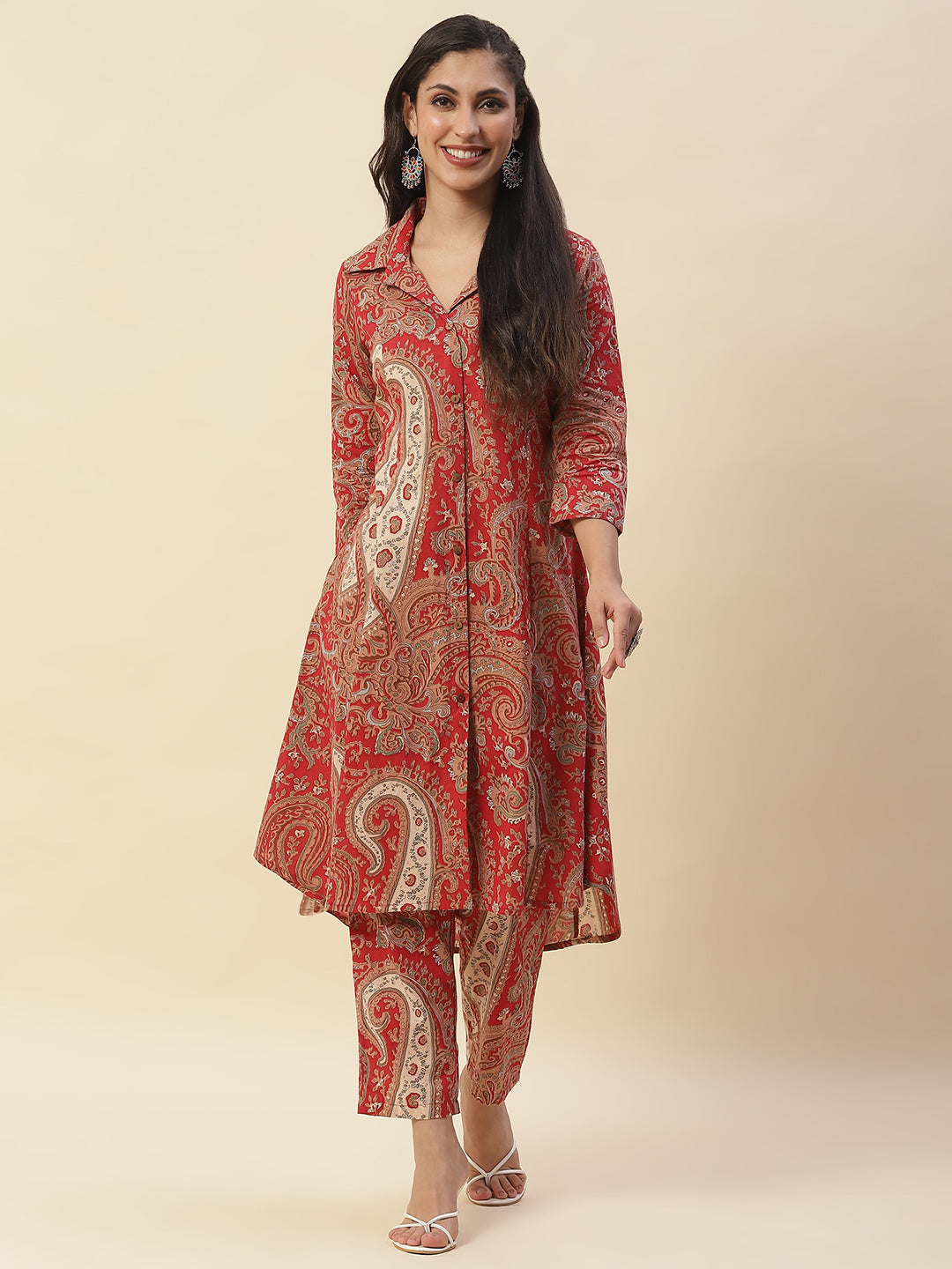 Paisley Printed Cotton Kurta With Pants
