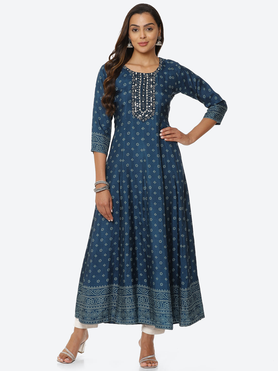 Mirror Work Printed Handloom Kurta