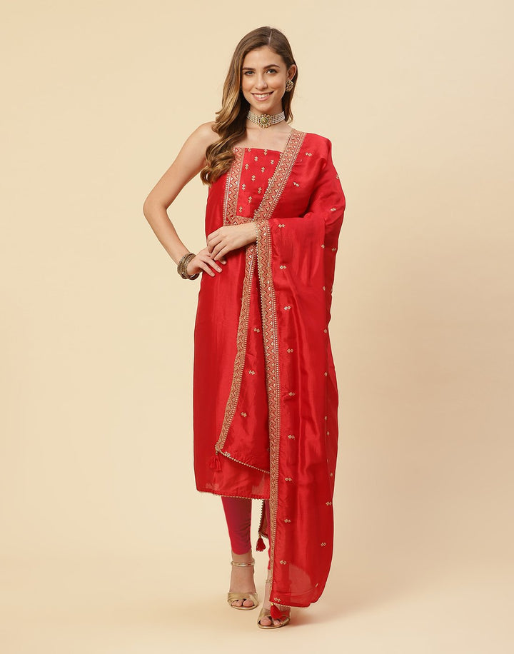 Embroidered Art Handloom Suit Piece With Art Silk Dupatta