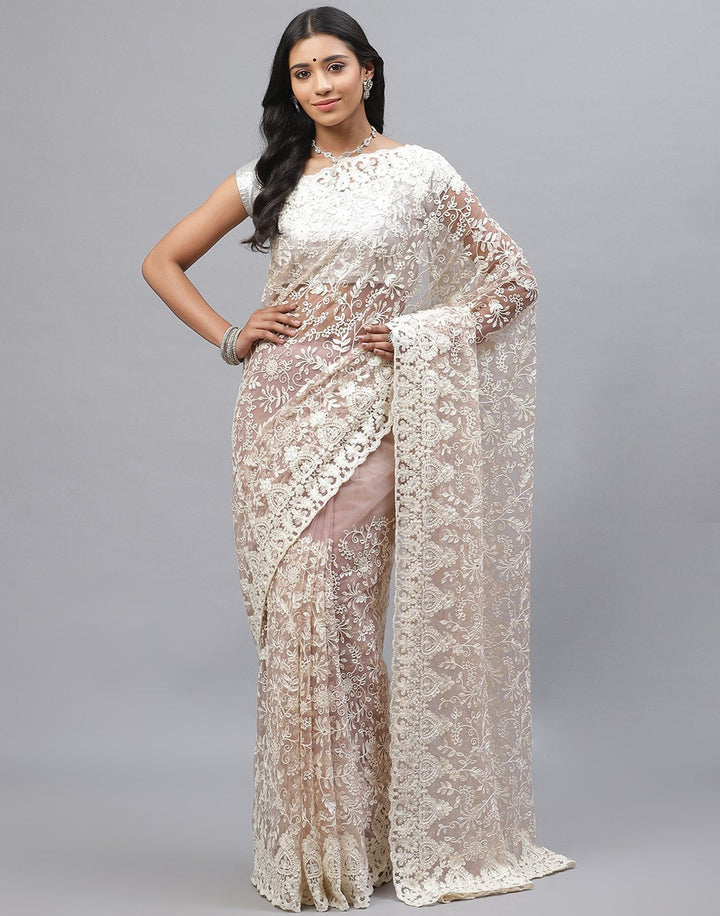 Net Embroidery Saree