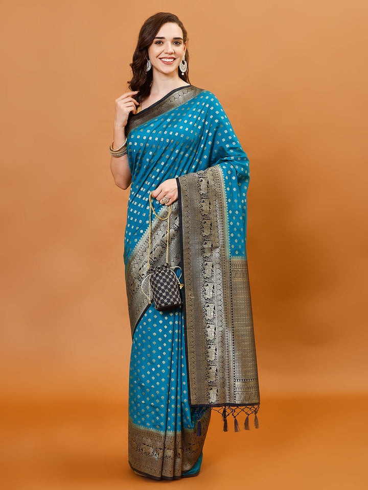 Zari Border Booti Handloom Woven Saree