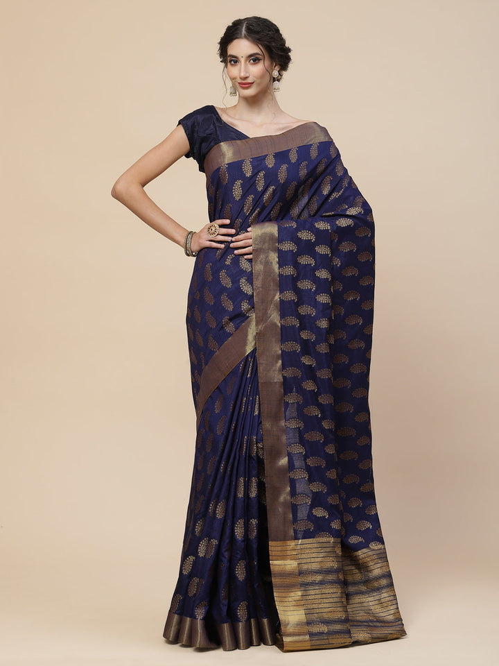 Zari Border Booti Art Handloom Woven Saree