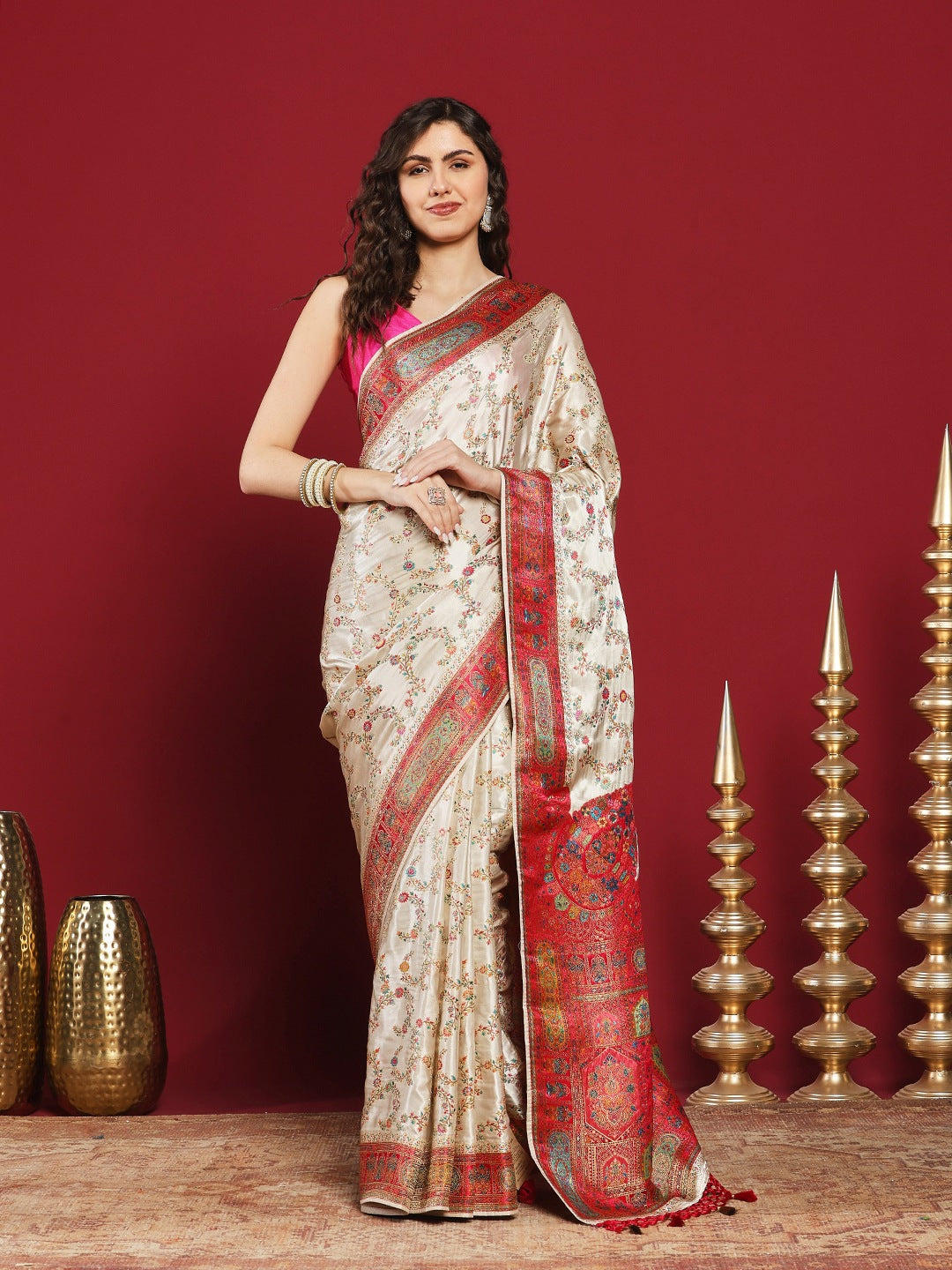Woven Design Satin Saree