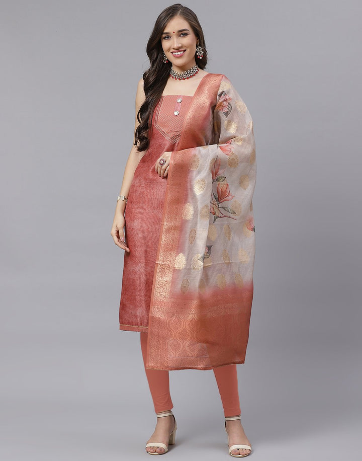 Chanderi Printed Suit Piece with fancy dupatta