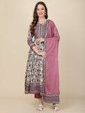 Floral Printed Cotton Kurta With Pants & Dupatta