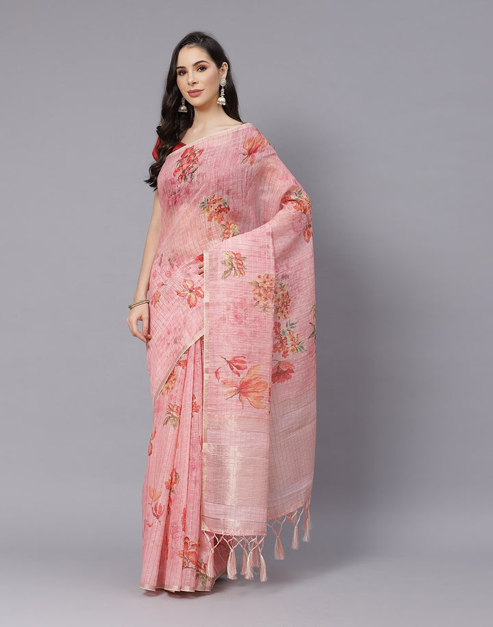 Digital Floral Linen Printed Saree