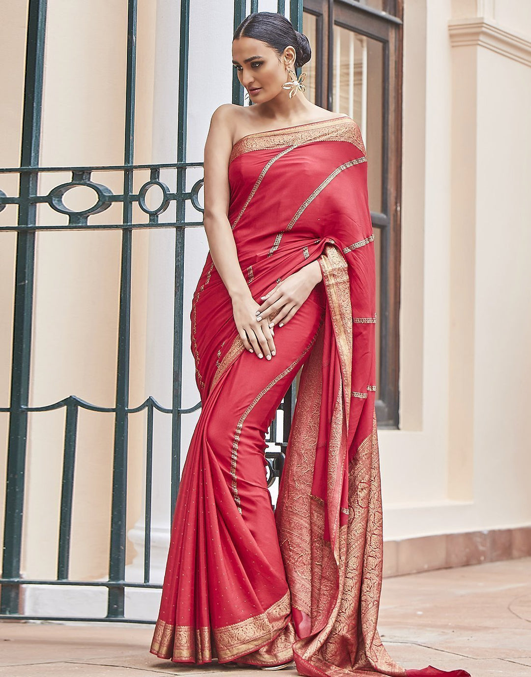 Zari Border Crepe Saree