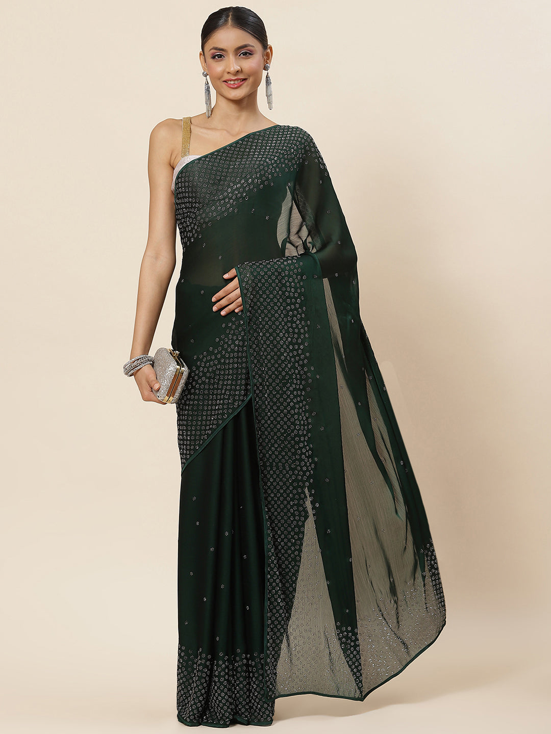 Swarovski Jaal Embroidered Crepe Saree