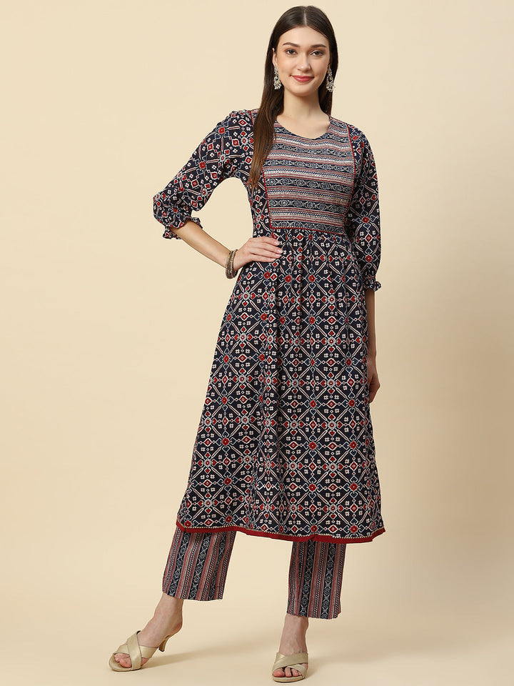 Printed Cotton Kurta With Pants
