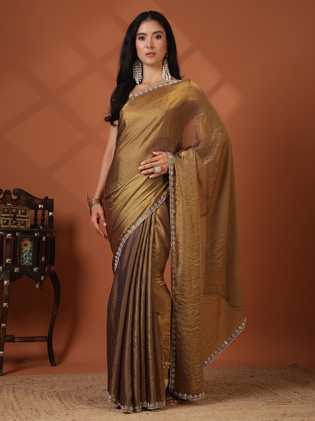Embroidered Organza Saree