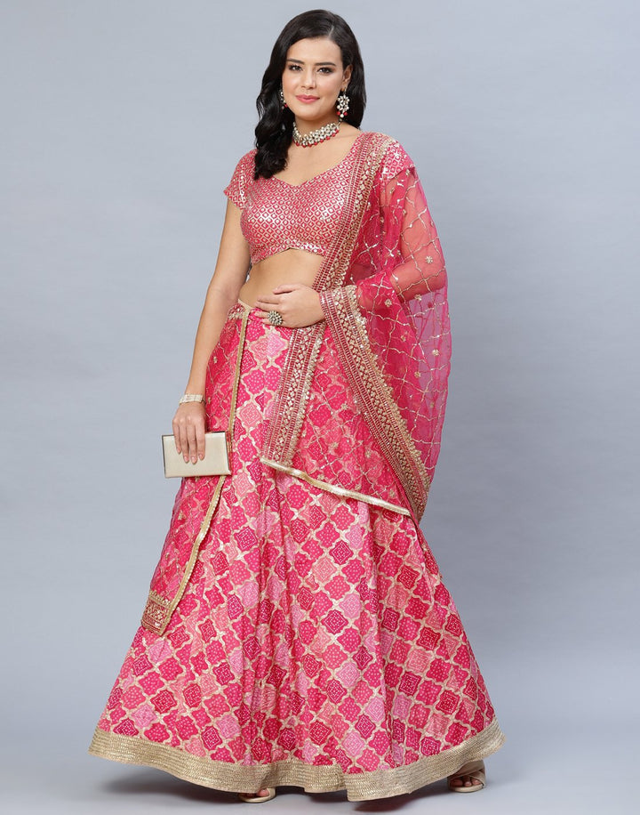 Georgette Lehenga With Net Sequins Dupatta