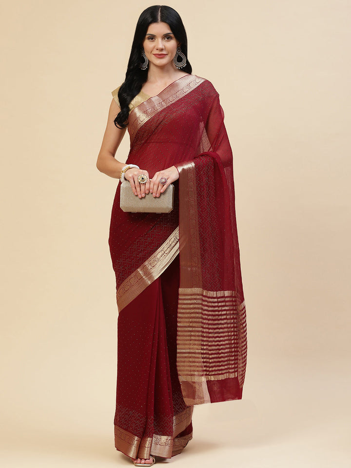 Stone Work Georgette Plain Saree