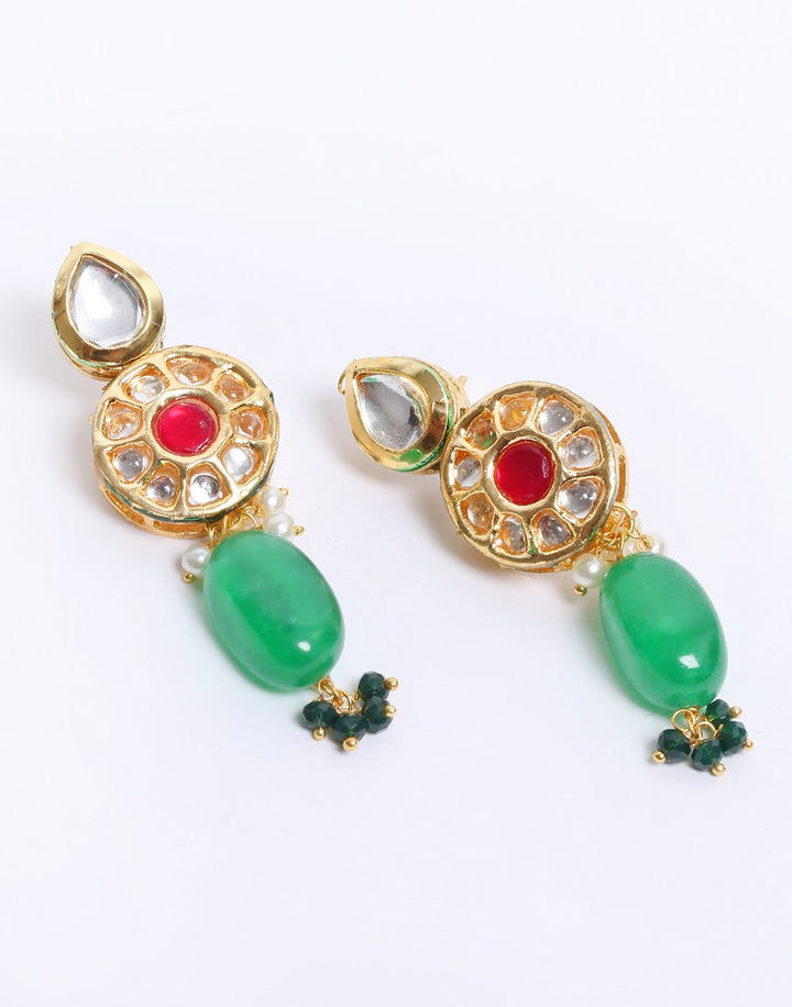 Kundan With Green Stone Earrings