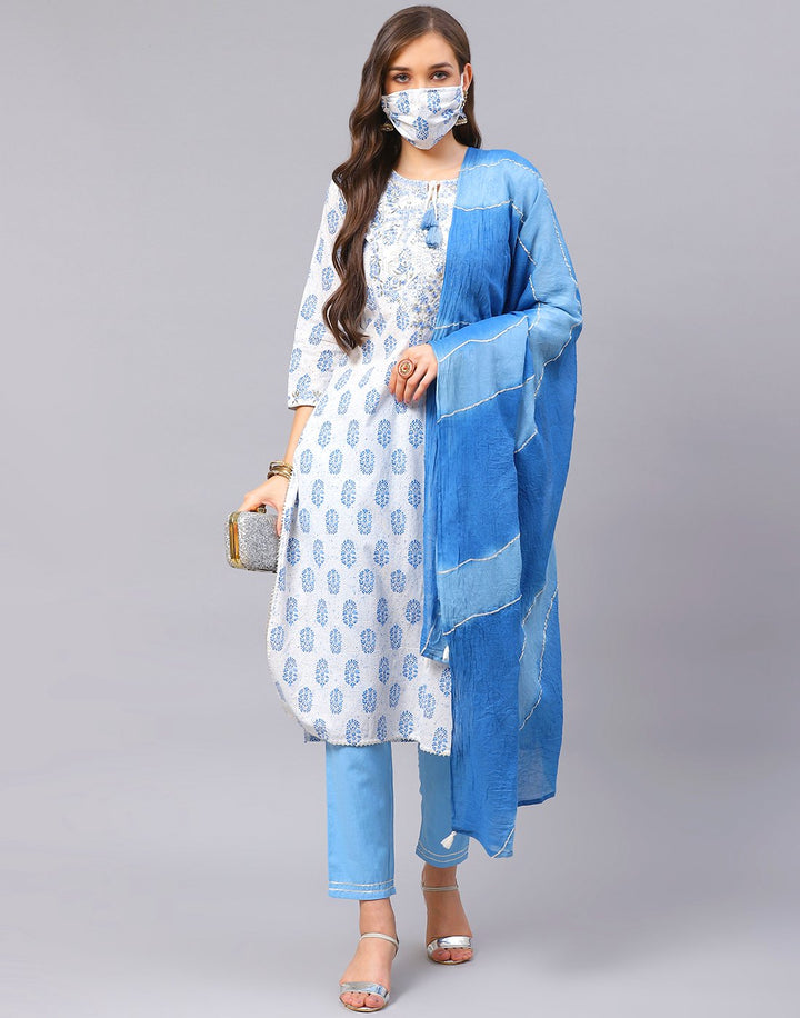 Straight Printed Cotton Salwar Kameez Stitched Suit