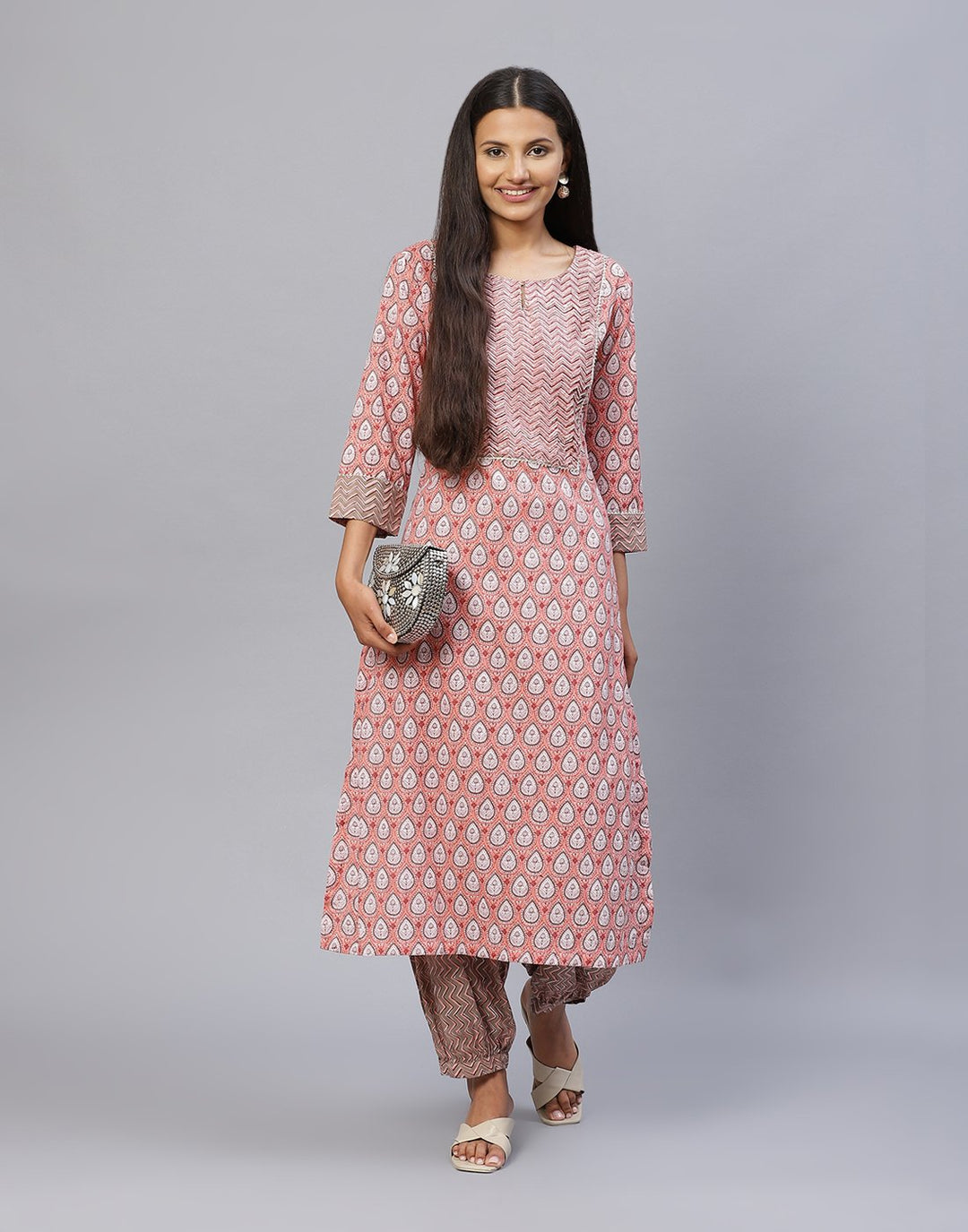 Cotton Printed Kurti Set with Yoke Detail