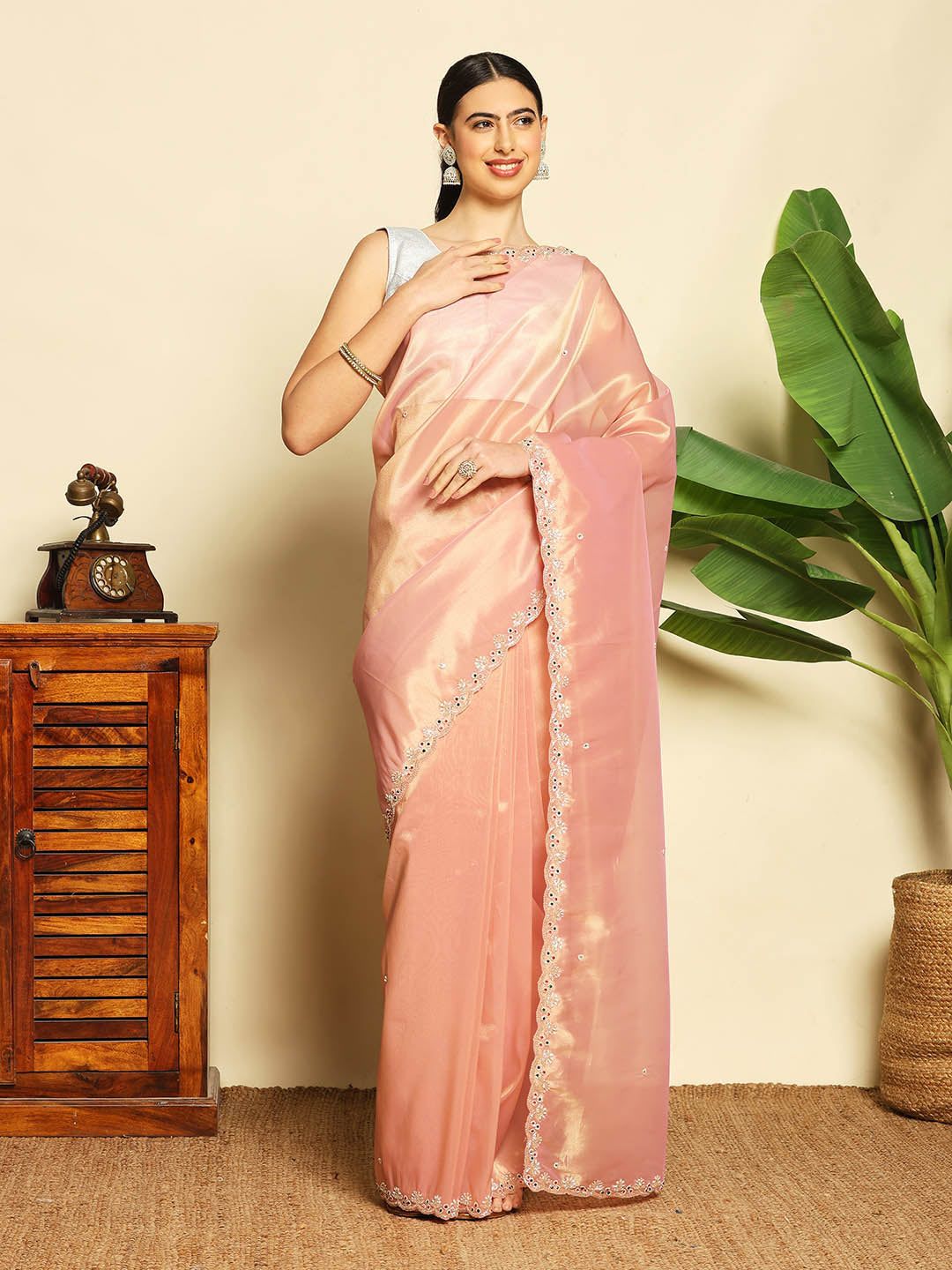 Embroidered Tissue Saree
