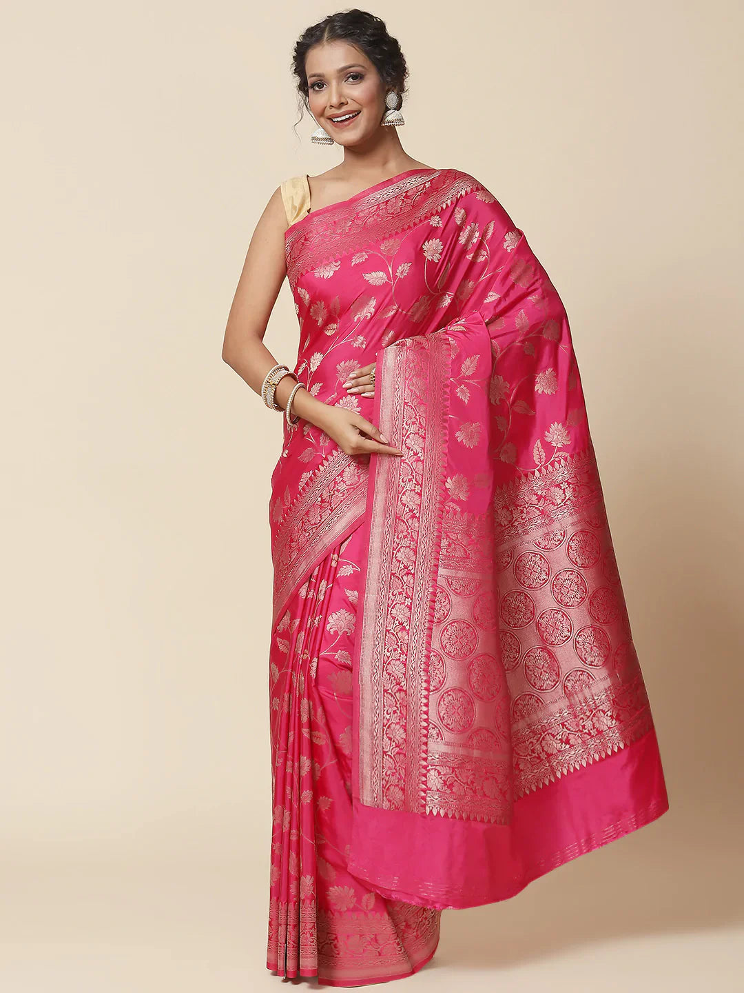 Floral Zari Jaal Handloom Woven Saree