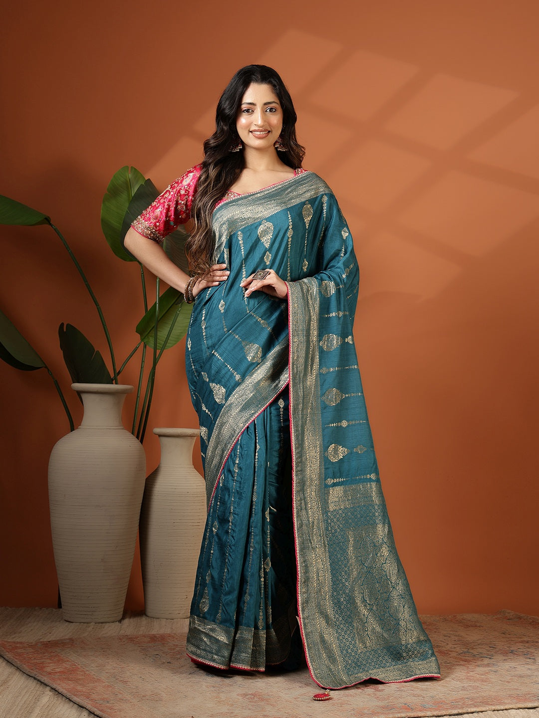 Embroidered Dola Silk Saree