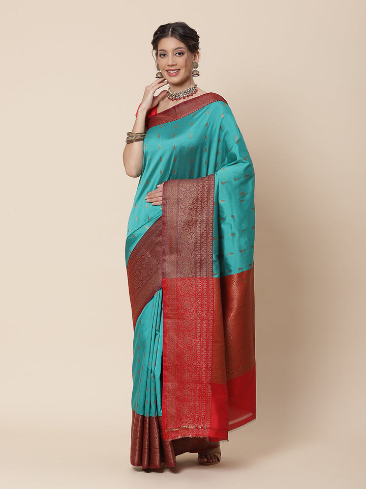 Zari Border Booti Cotton Woven Saree