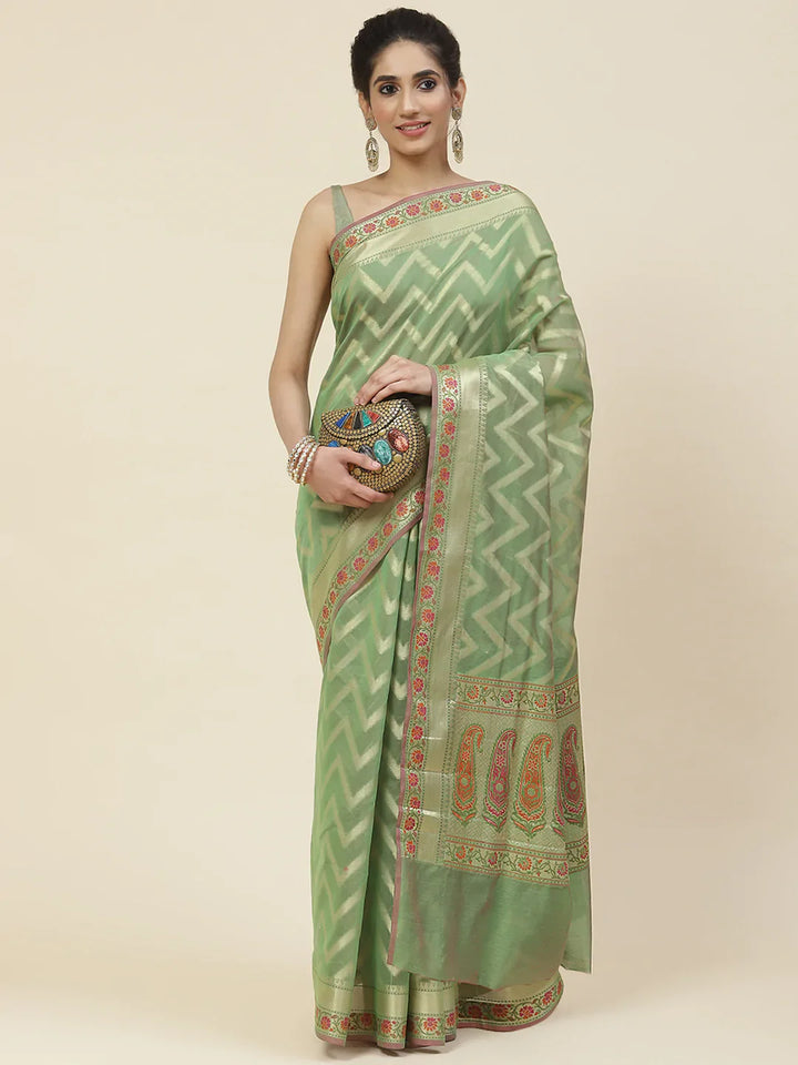 Zig Zag Cotton Woven Saree