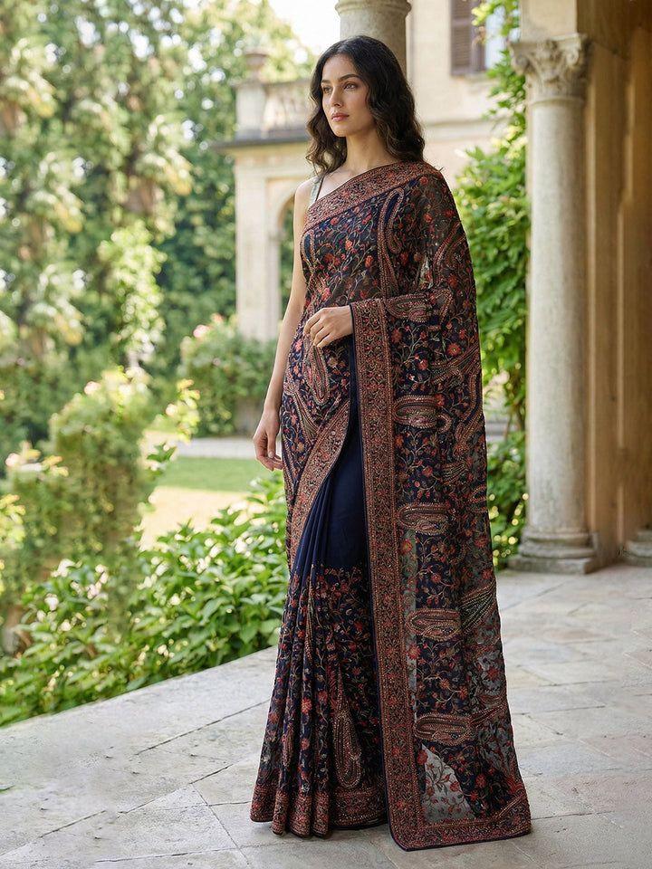 Embroidered Georgette Saree