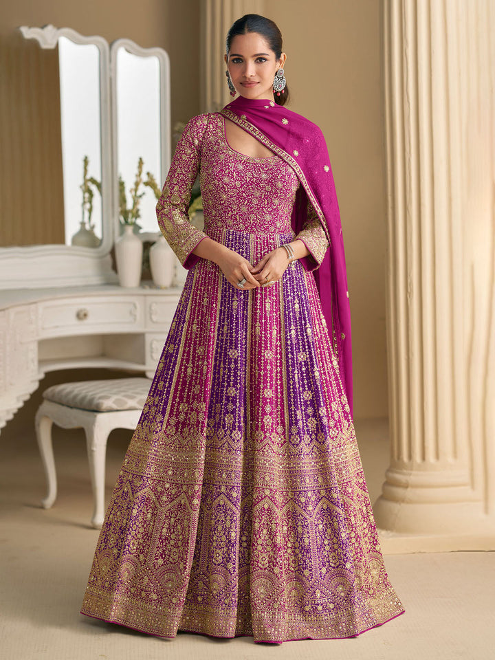 Embroidered Georgette Kurta With Pant &amp; Dupatta
