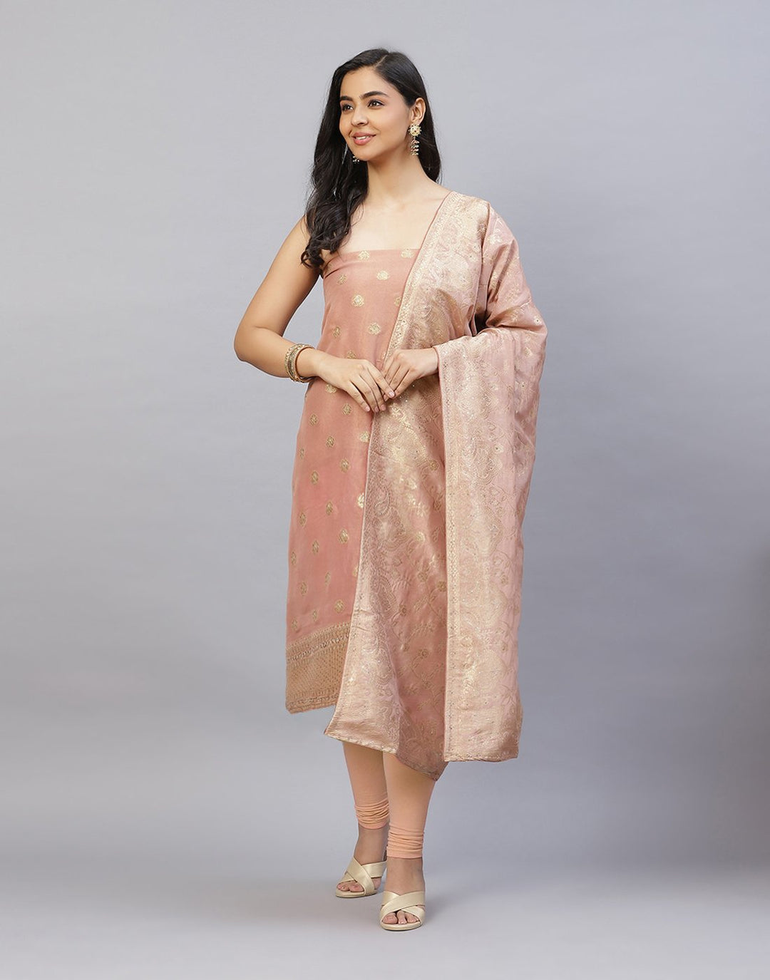 Embroidered Banarasi Tissue Suit Piece