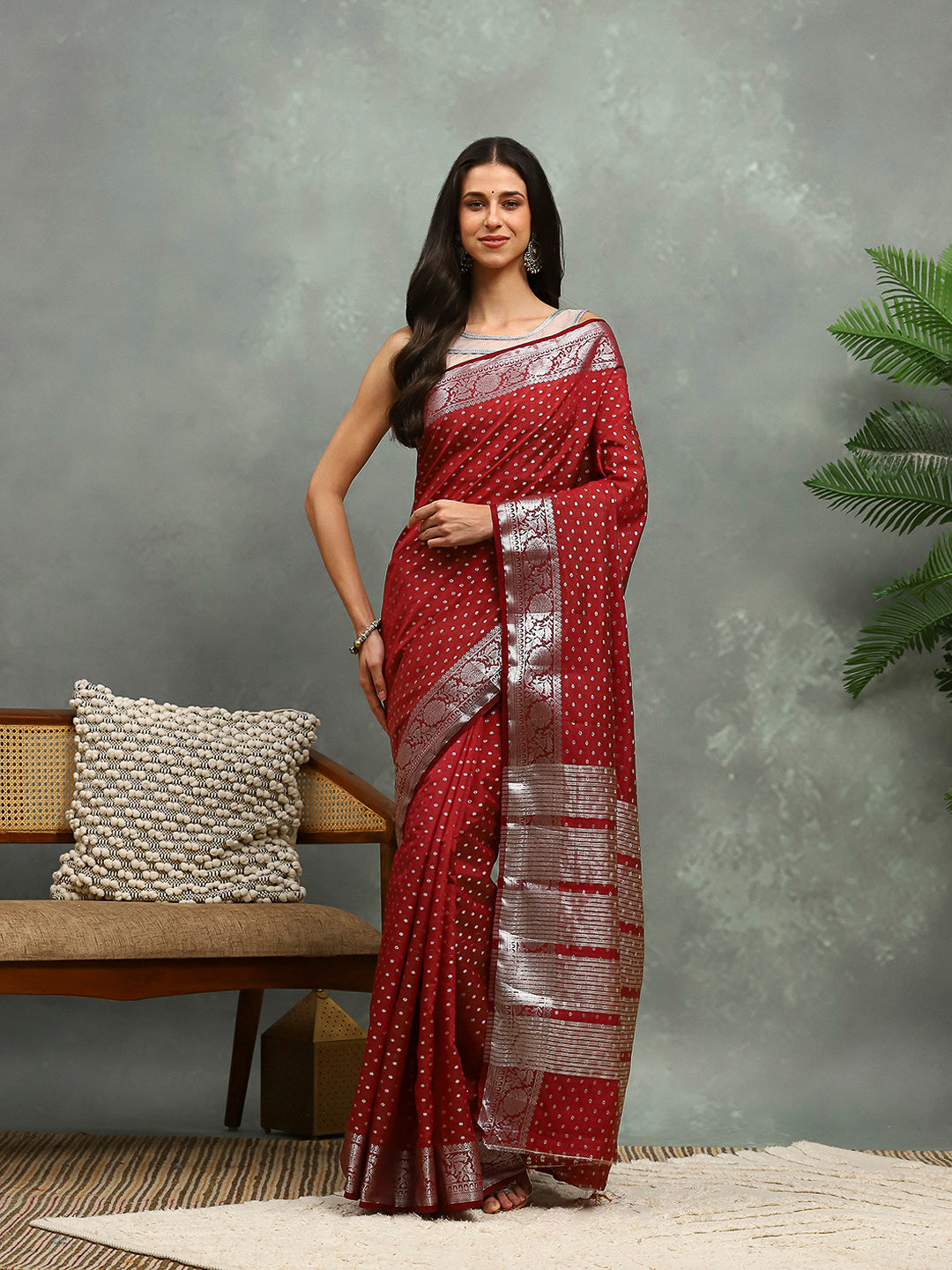 Woven Booti Art Silk Saree
