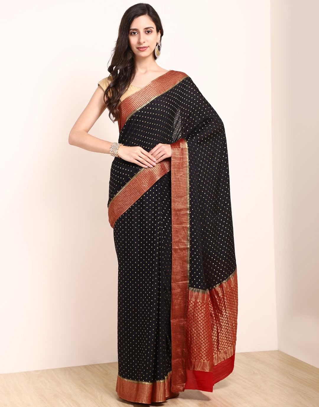 Black Crape Saree