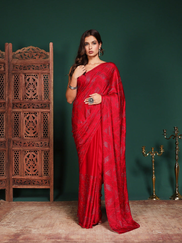Embroidered Satin Saree