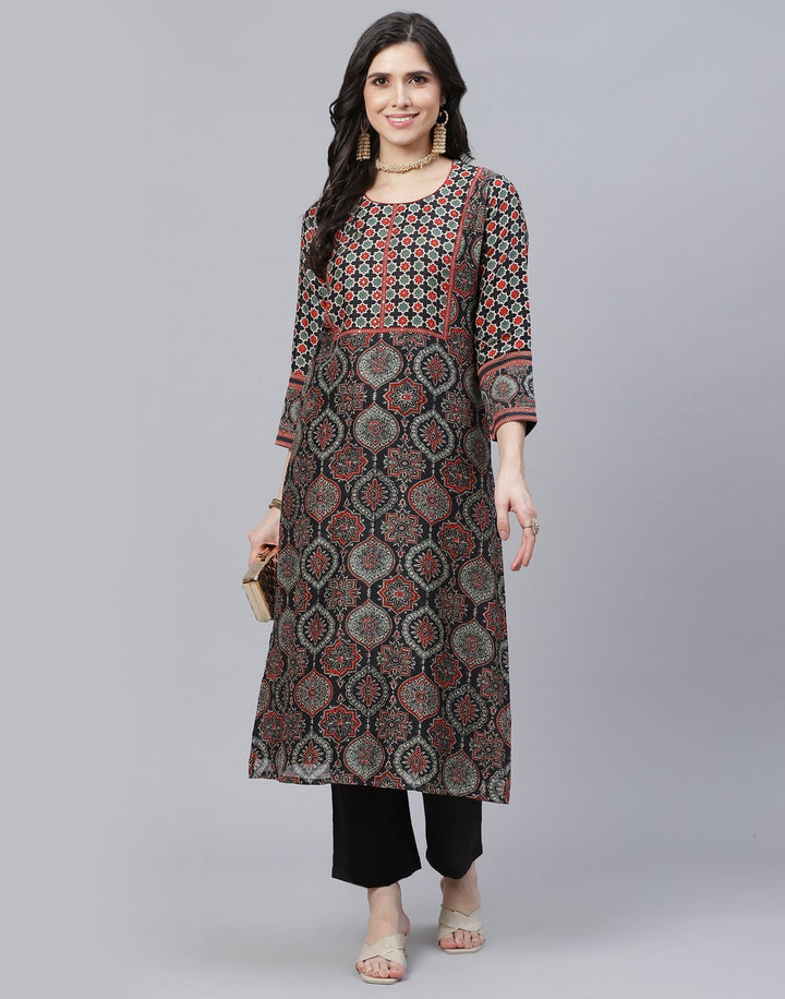 Printed Chanderi Kurti with Pant