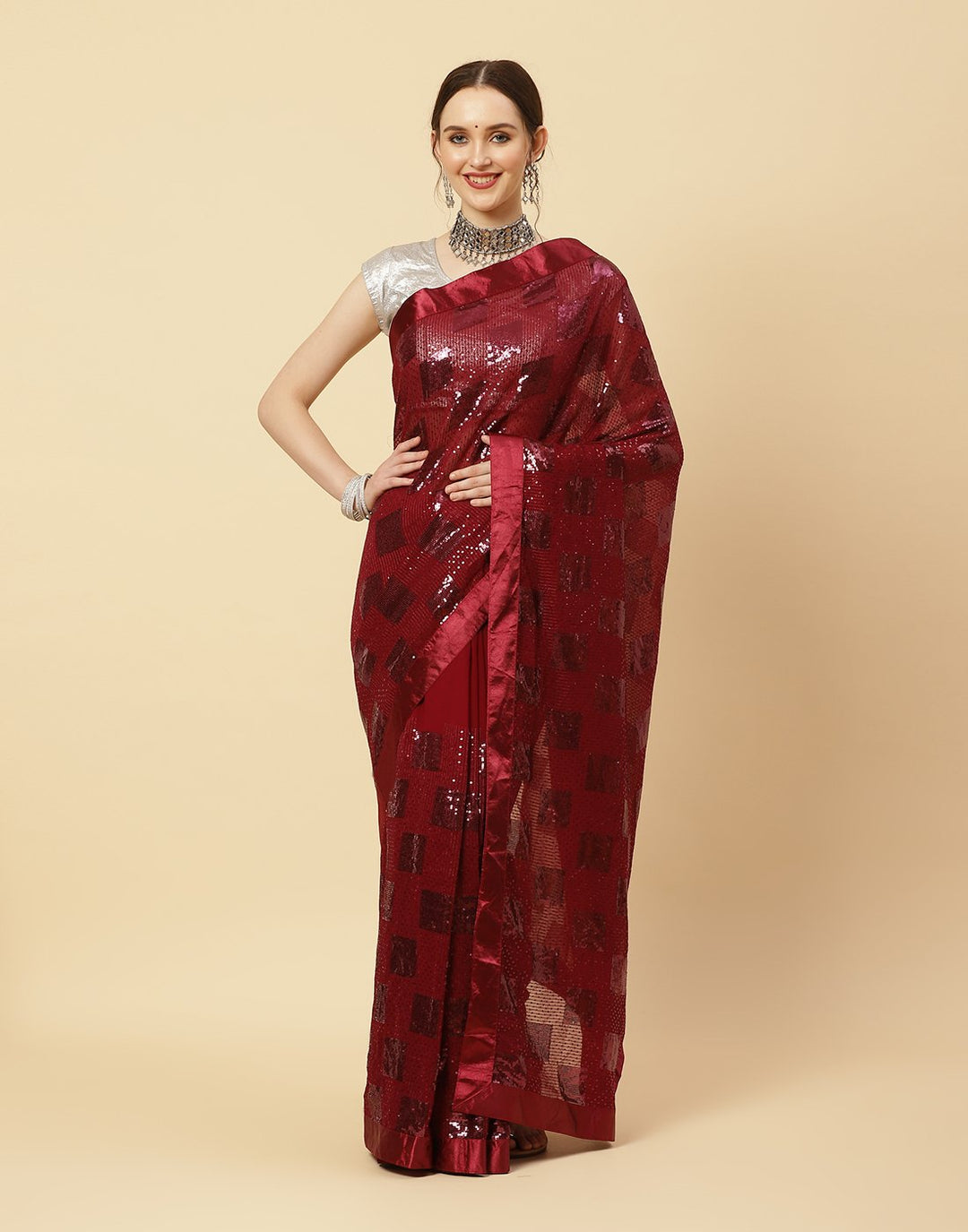 Sequence Embroidered Art Georgette Saree