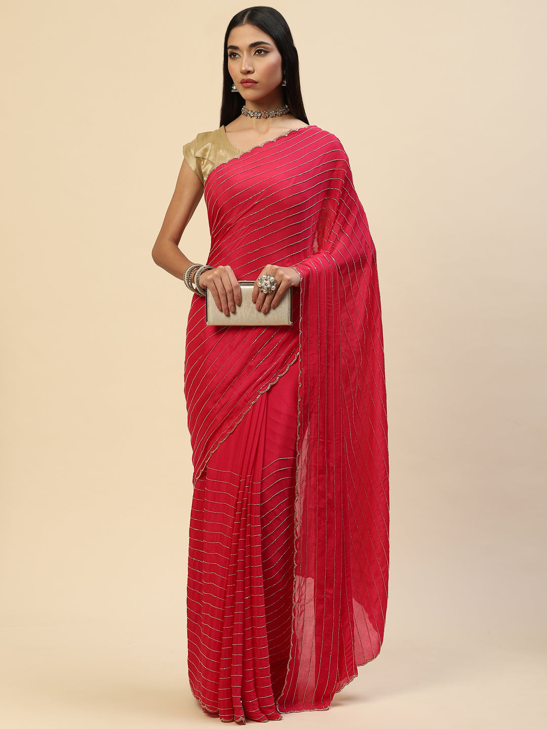 Cutdana Embroidered Crepe Saree