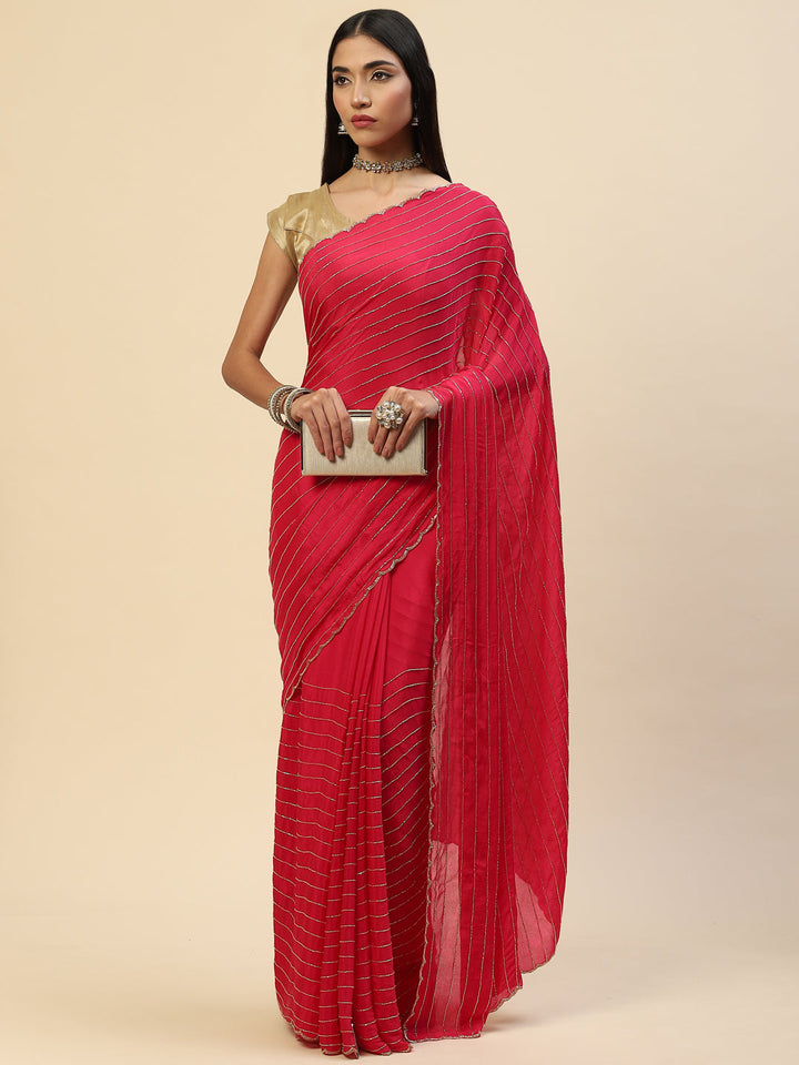 Cutdana Embroidered Crepe Saree