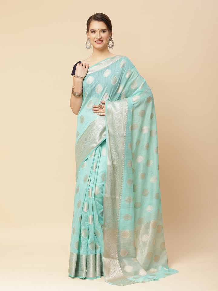 Zari Border Booti Art Handloom Woven Saree