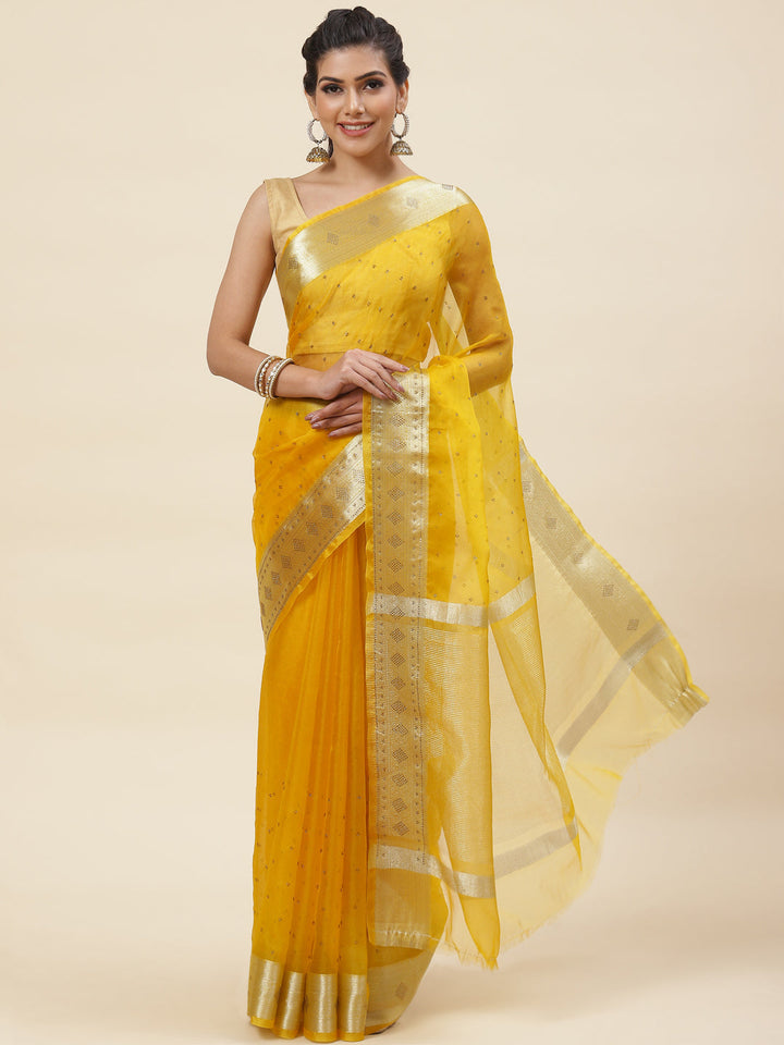 Stone Work Plain Organza Saree