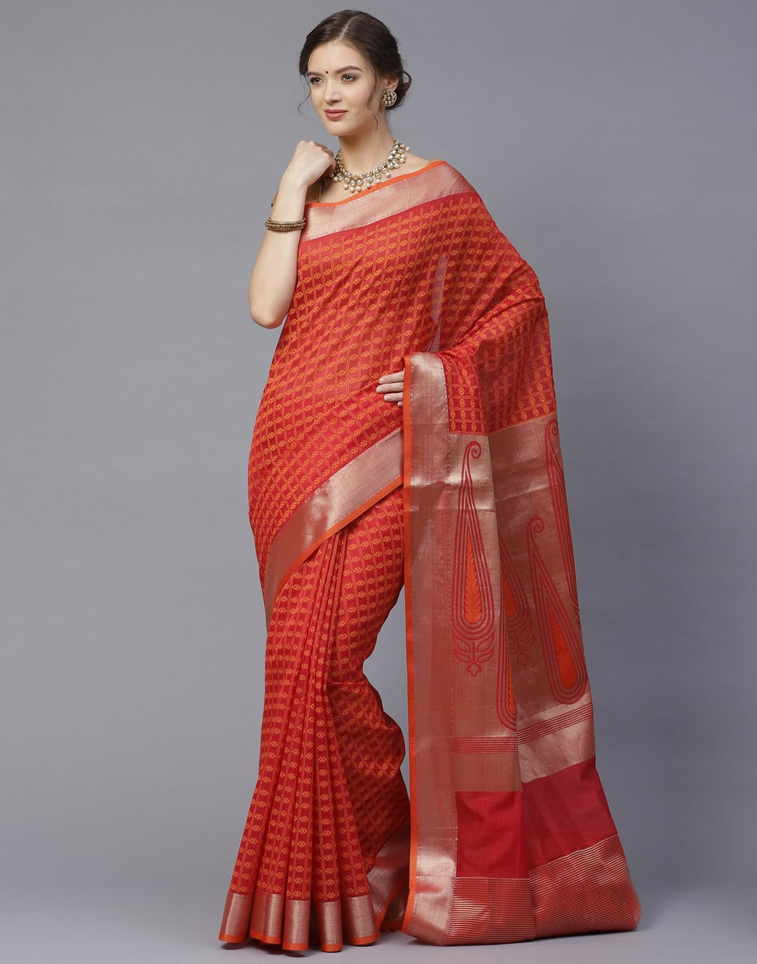 Printed Cotton Chanderi Saree