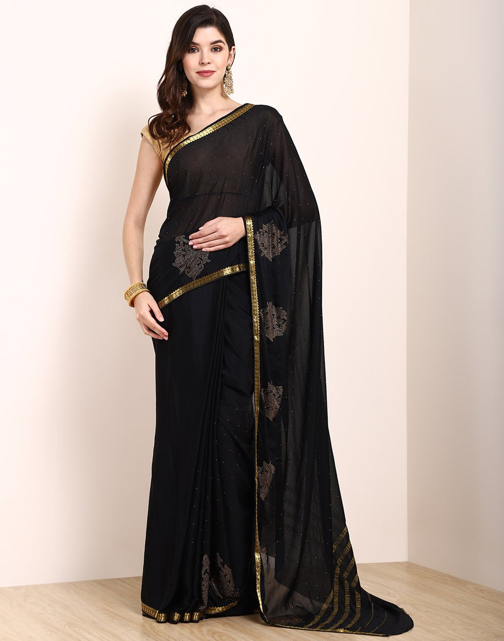 Black Art Crepe Saree