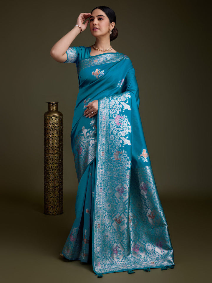 Zari Jaal Woven Art Silk Saree