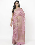 MBZ Meena Bazaar-Pink Cotton Woven Saree
