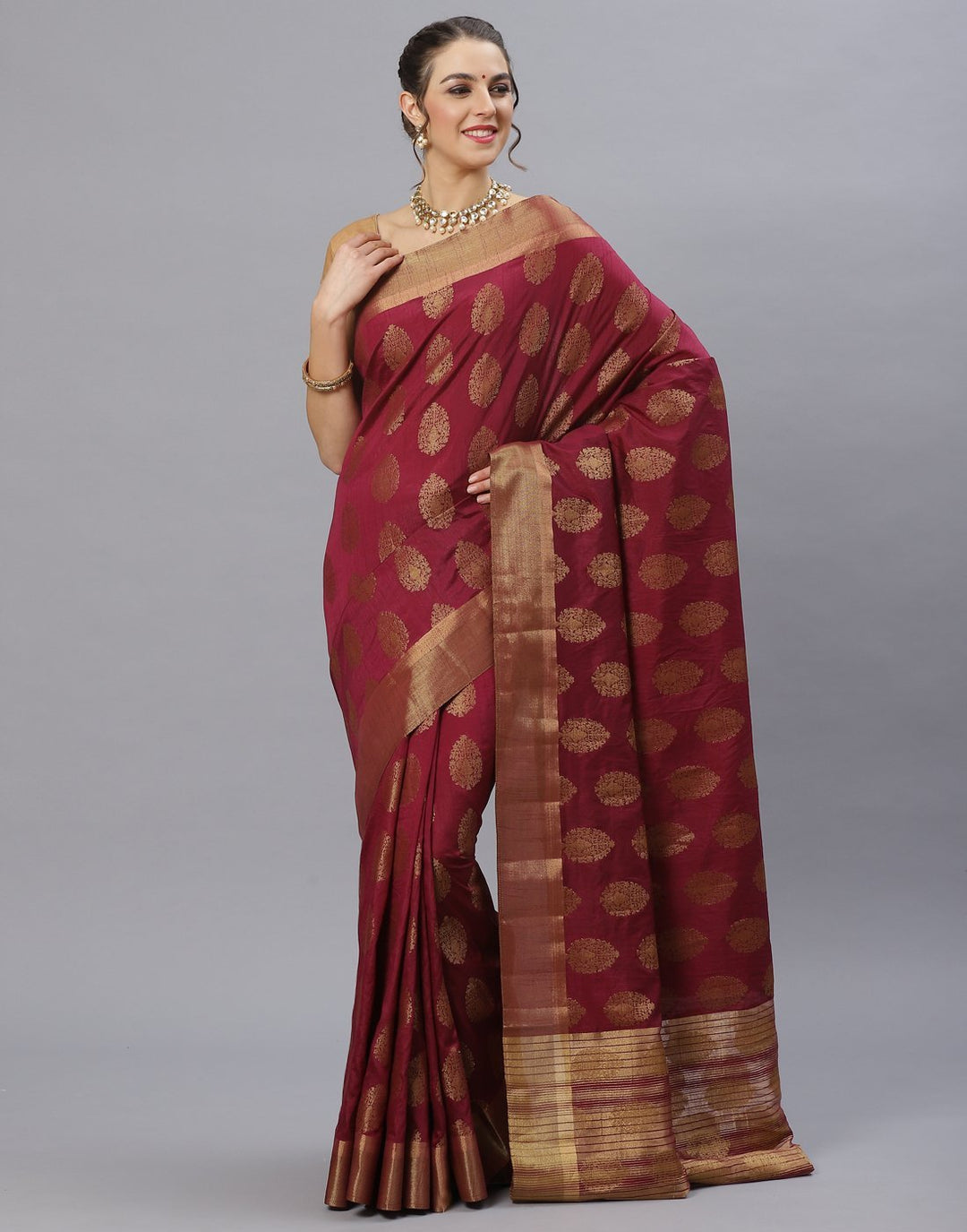 Navy Blue Art Handloom Woven Saree