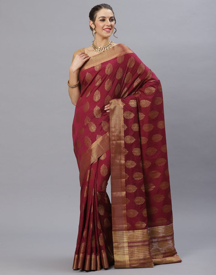 Navy Blue Art Handloom Woven Saree