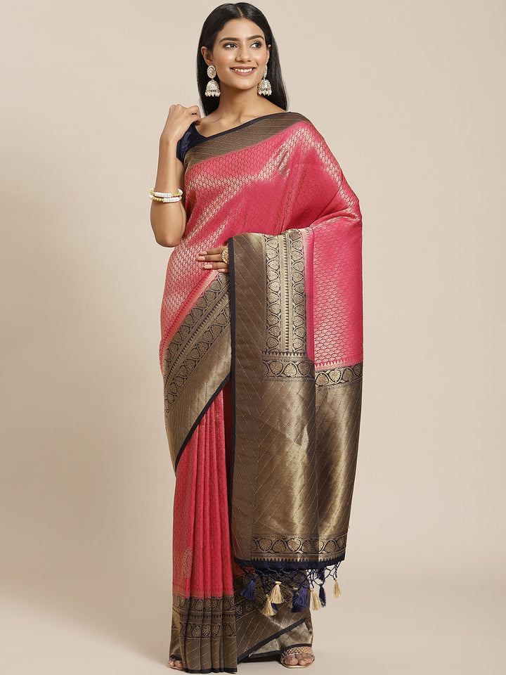 Brocade Art Handloom Embroidered Saree