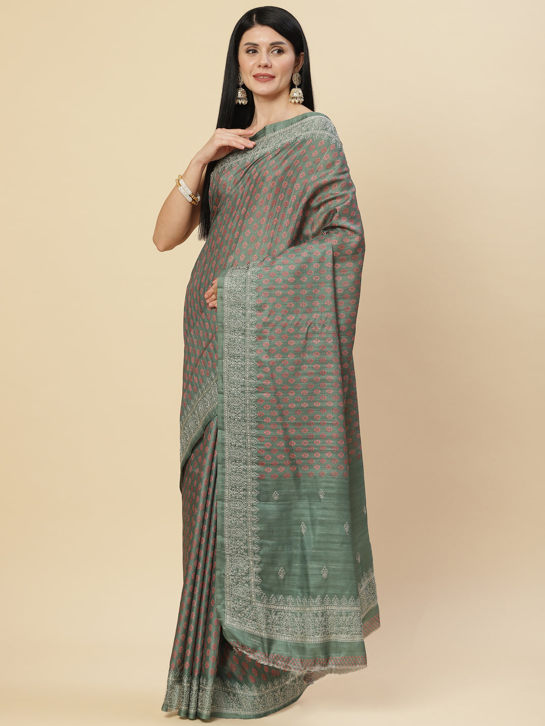Digital Printed Tussar Saree