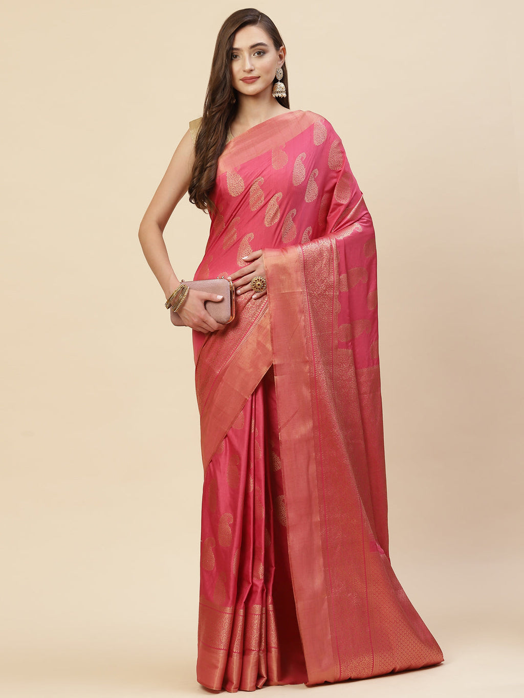 Zari Boder Booti Handloom Woven Saree