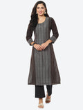 Checked Printed Chanderi Kurta With Pant